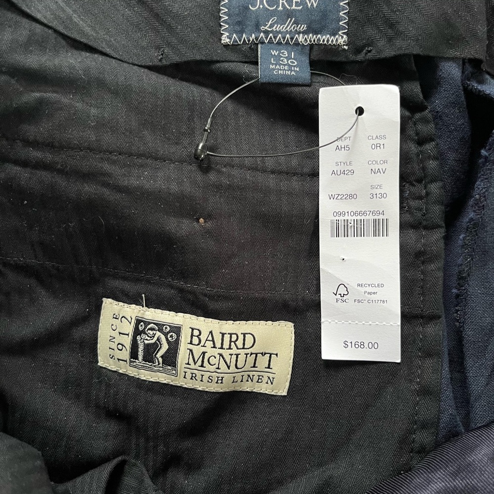 J. Crew Men’s Ludlow Dress Suit Pants 31x30 Navy Blue Baird McNutt Irish Linen - Picture 9 of 9